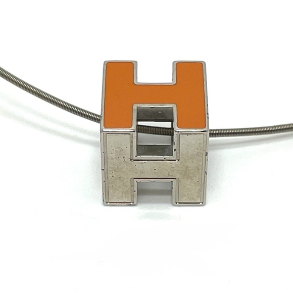 Hermes H cube Necklace Orange x Silver - Picture 6 of 9